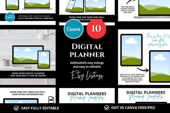Download 10 Digital Planner Etsy Mockup - Digital Collection